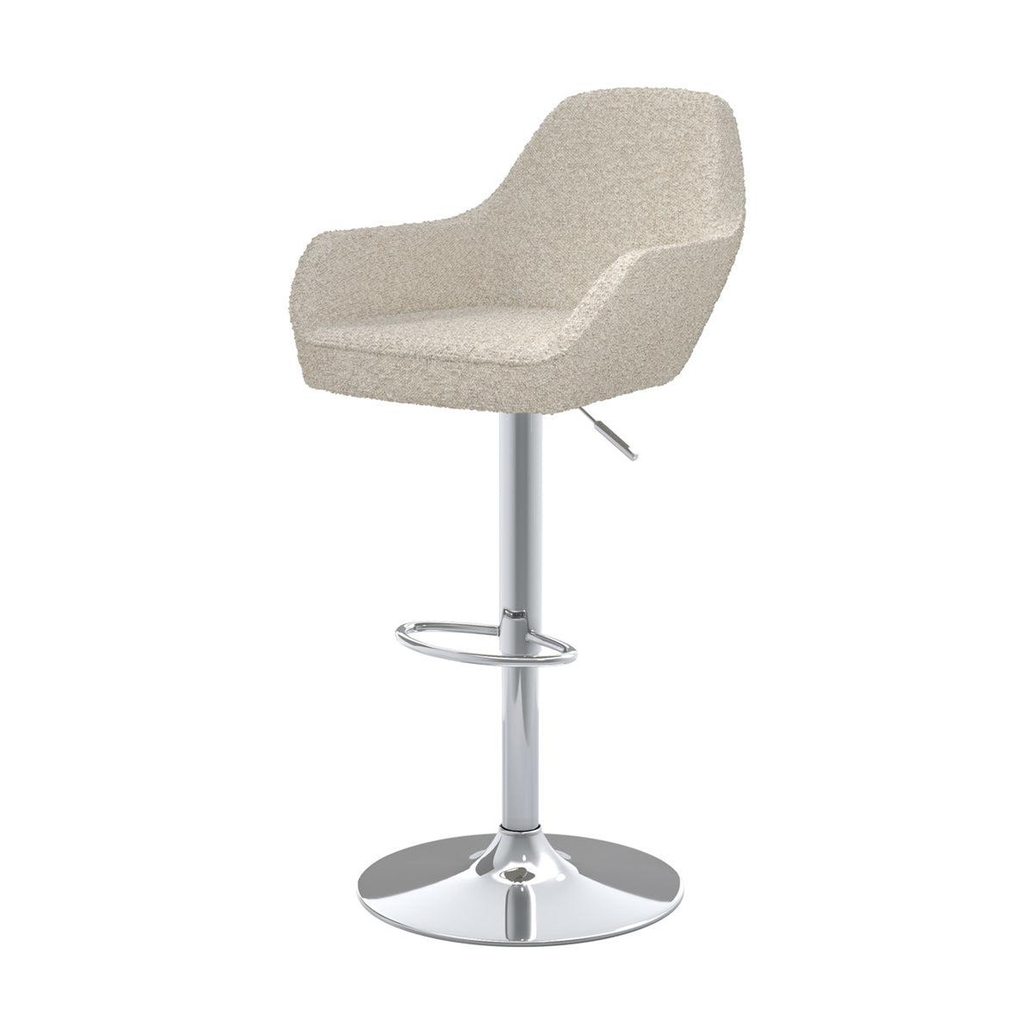 Voir la diapositive 5 : MAISON PAVANE Lot de 2 chaises de bar effet laine bouclette blanc cassé 63/83 cm-adam