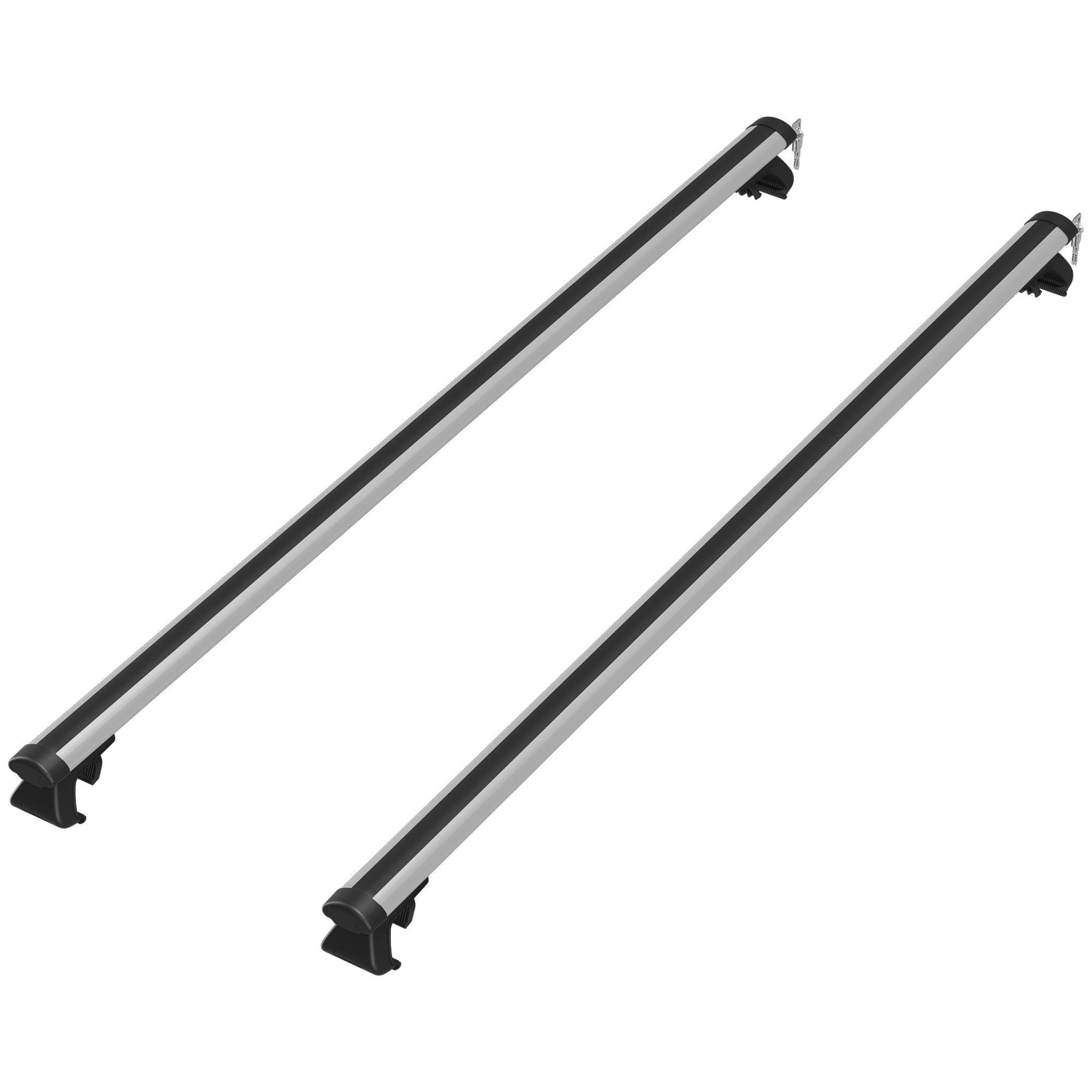 HOMCOM Barres de toit de voiture verrouillables 2 clés fournies dim. 123,5L x 5,5l x 7H cm aluminium noir
