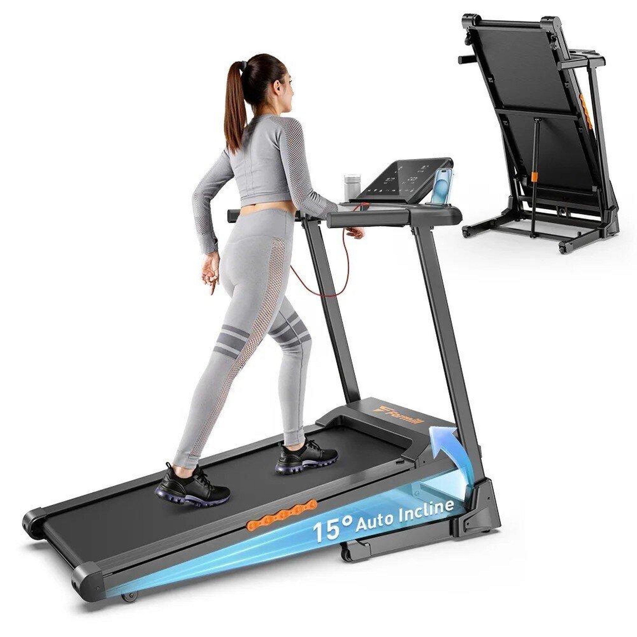 Voir la diapositive 6 : FORMILL Tapis de course électrique formill ft61, vitesse de 1 à 13,5 km/h, puissance de 3 cv, capacité de 135 kg, pliable