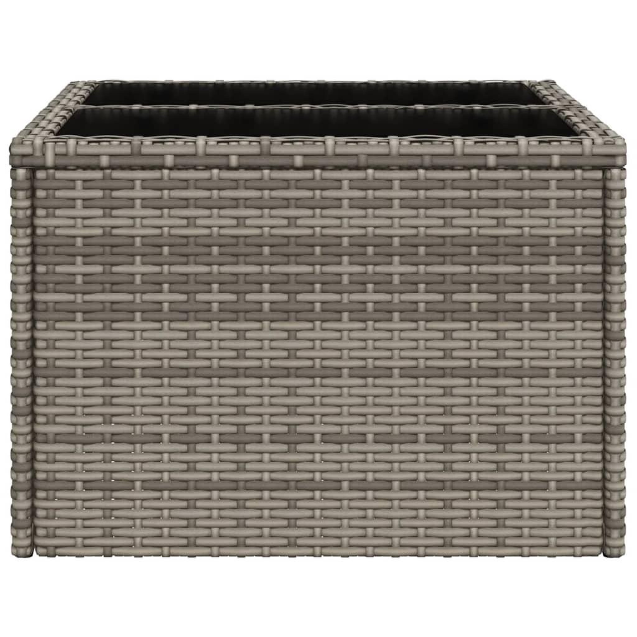 Voir la diapositive 5 : VIDAXL Table de jardin dessus en verre gris 55x55x37 cm resine tressee