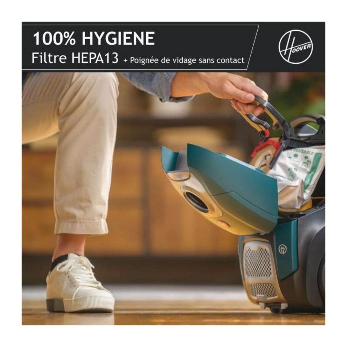 HOOVER HOOVER HE530ALG Aspirateur traîneau avec sac, Puissant 850 W, Silencieux 69db, Grande Capacité 3,5L Special Allergie & Poils A