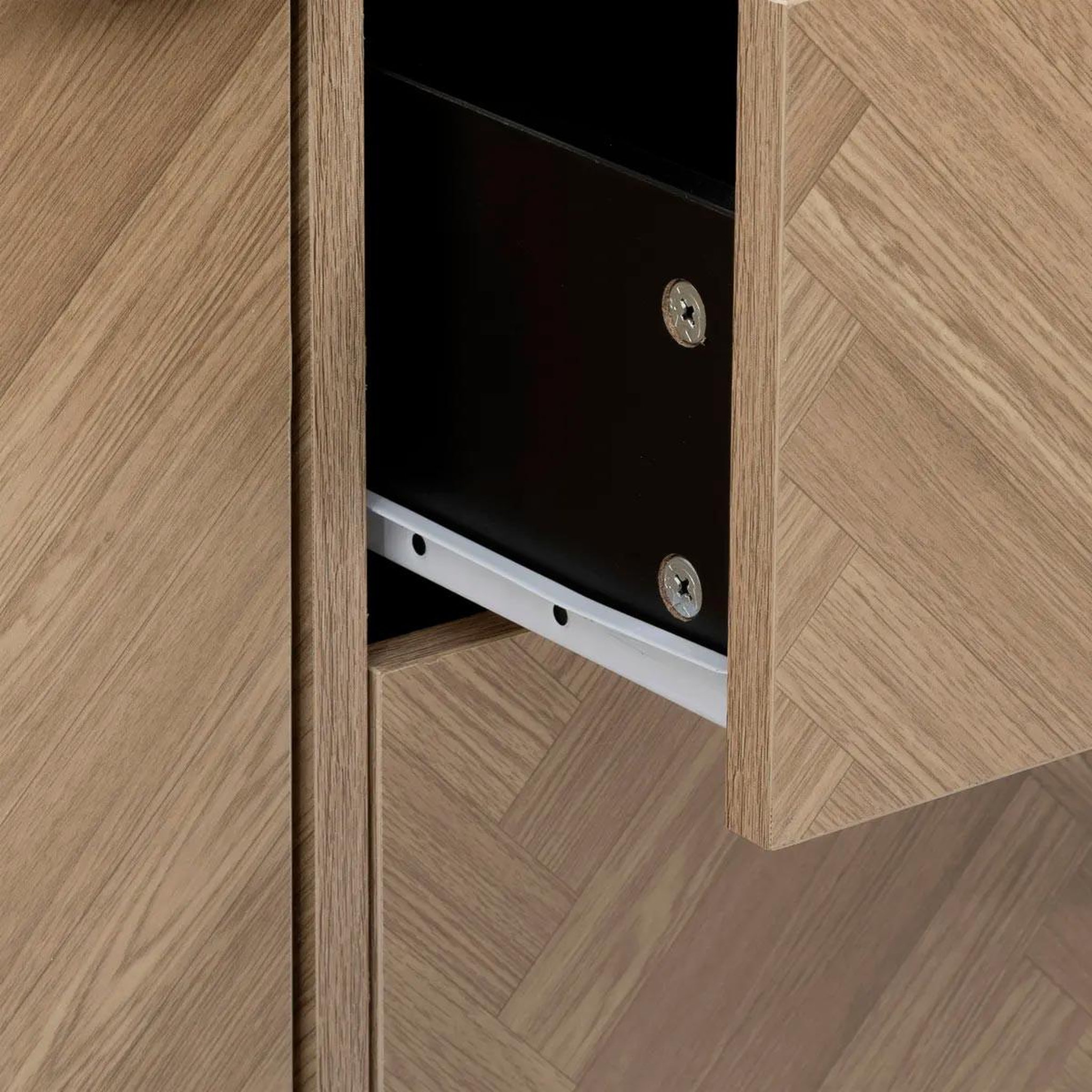Voir la diapositive 5 : FIVE Buffet 2 portes & 3 tiroirs  chevrons  160cm naturel & noir