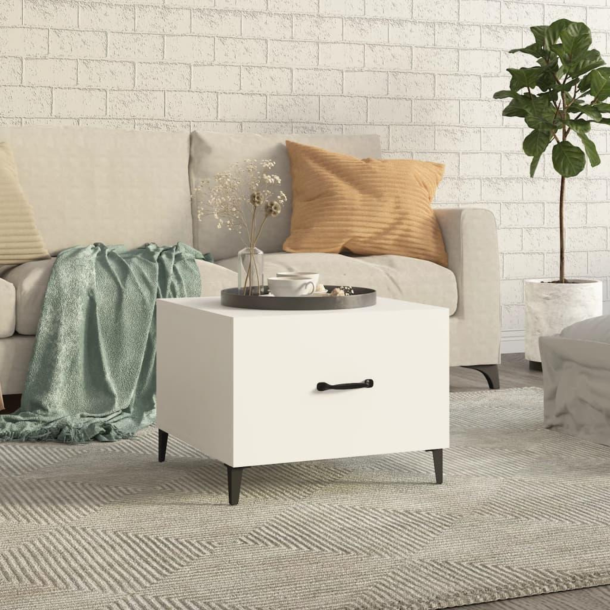 VIDAXL Table basse avec pieds en metal Blanc 50x50x40 cm