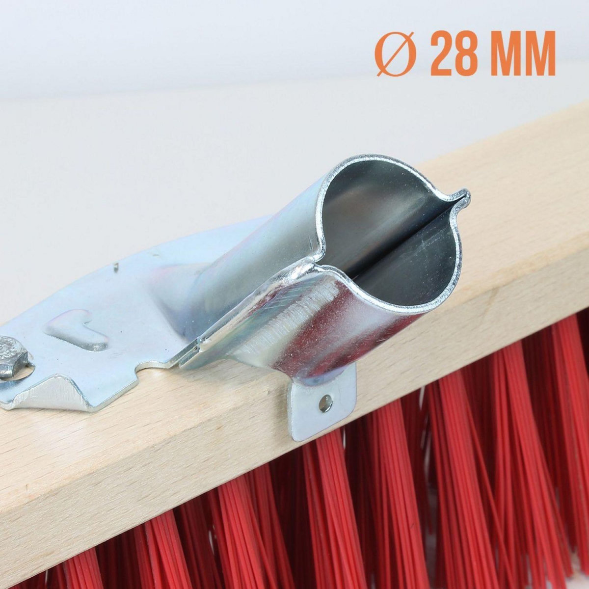 LINXOR Balai cantonnier en bois - 60 cm - Rouge