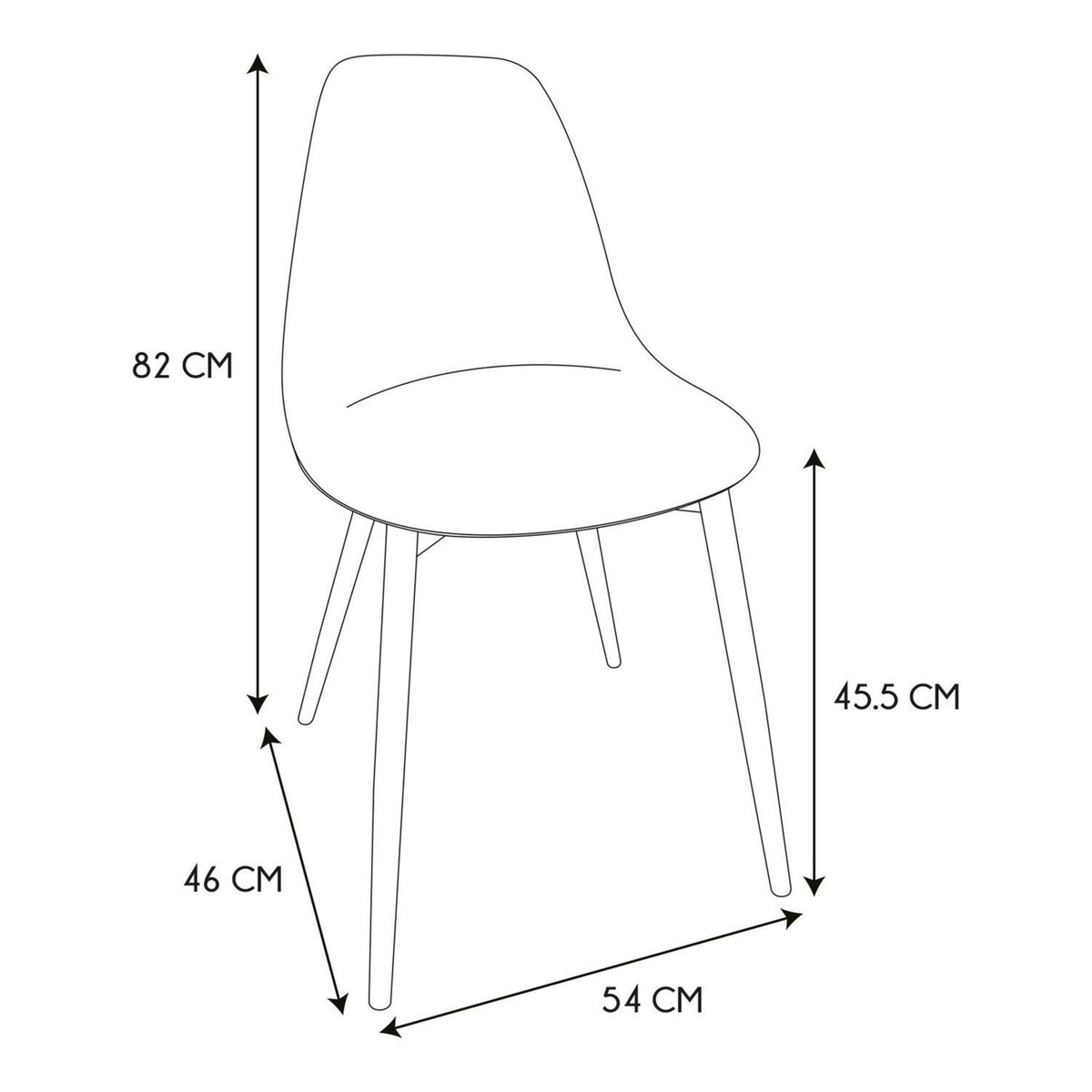TOILINUX Lot de 6 Chaises style scandinave Mila avec pieds en métal - Jaune