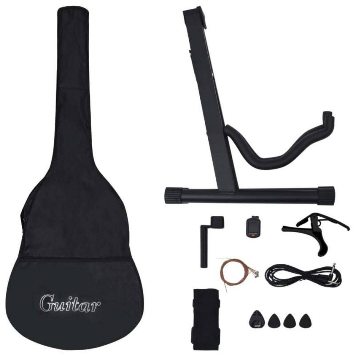 VIDAXL Jeu de guitare 12pcs occidental avec égaliseur et 6 cordes Bleu