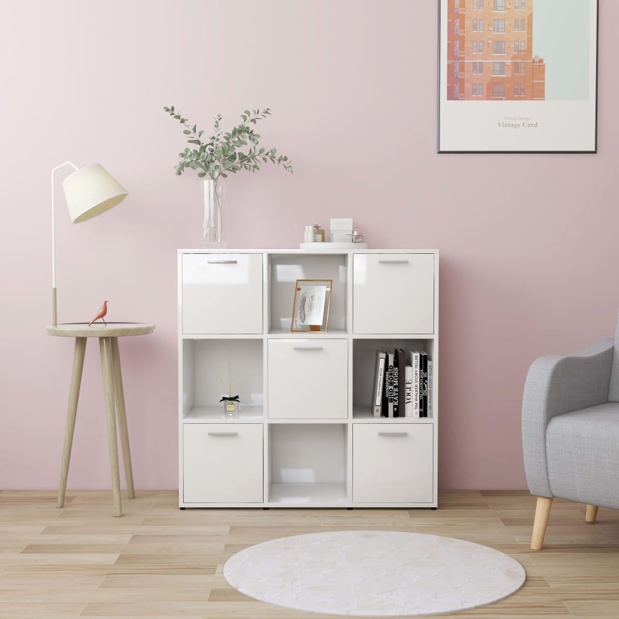 Voir la diapositive 1 : VIDAXL Bibliotheque Blanc brillant 90x30x90 cm Bois d'ingenierie