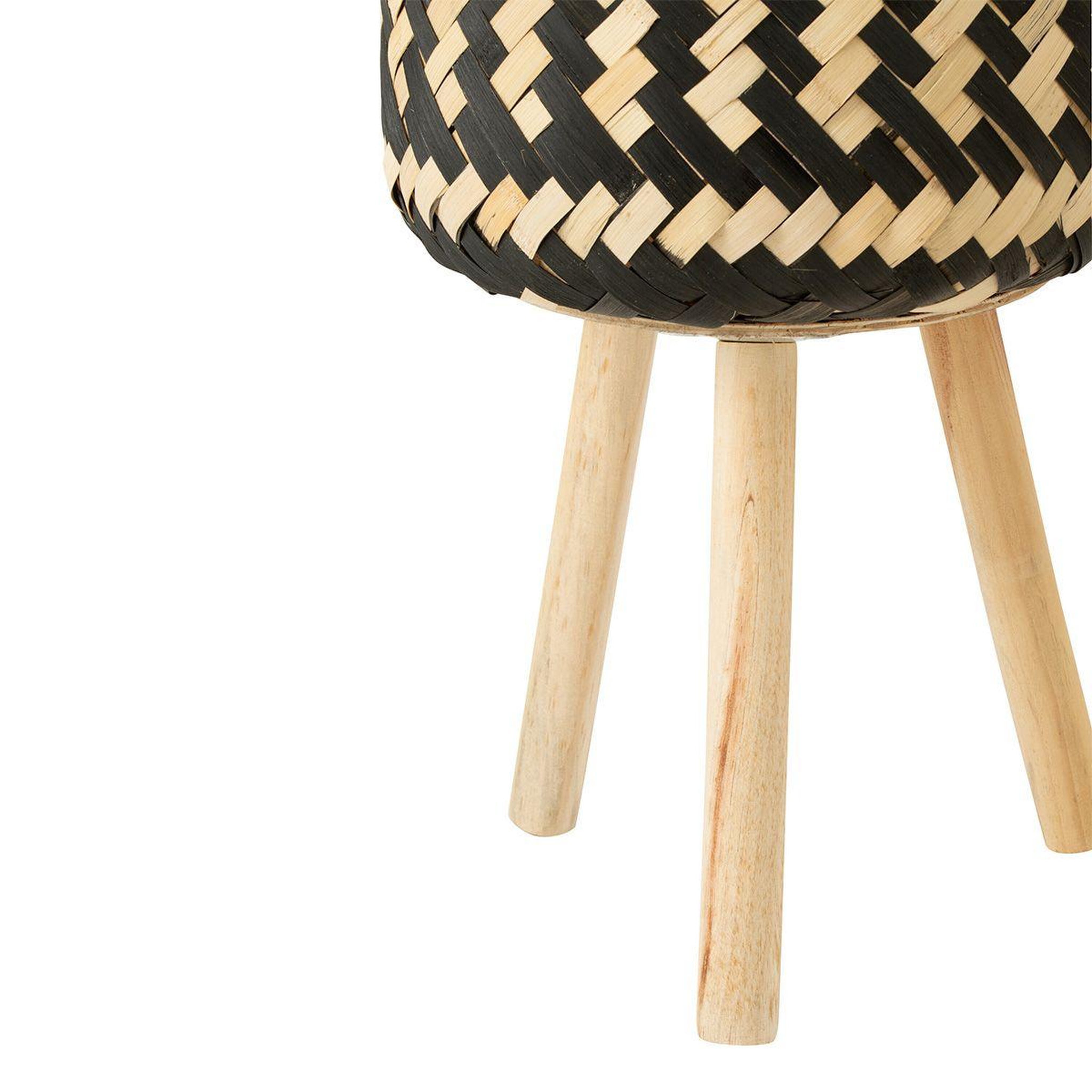 Voir la diapositive 4 : J-LINE Lot de 3 cache-pots sur pied  baudoin  66cm naturel & noir