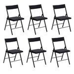 FIVE Lot de 6 chaises pliantes carrées effet velours - Noir