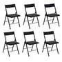 Voir la diapositive 1 : FIVE Lot de 6 chaises pliantes carrées effet velours - Noir