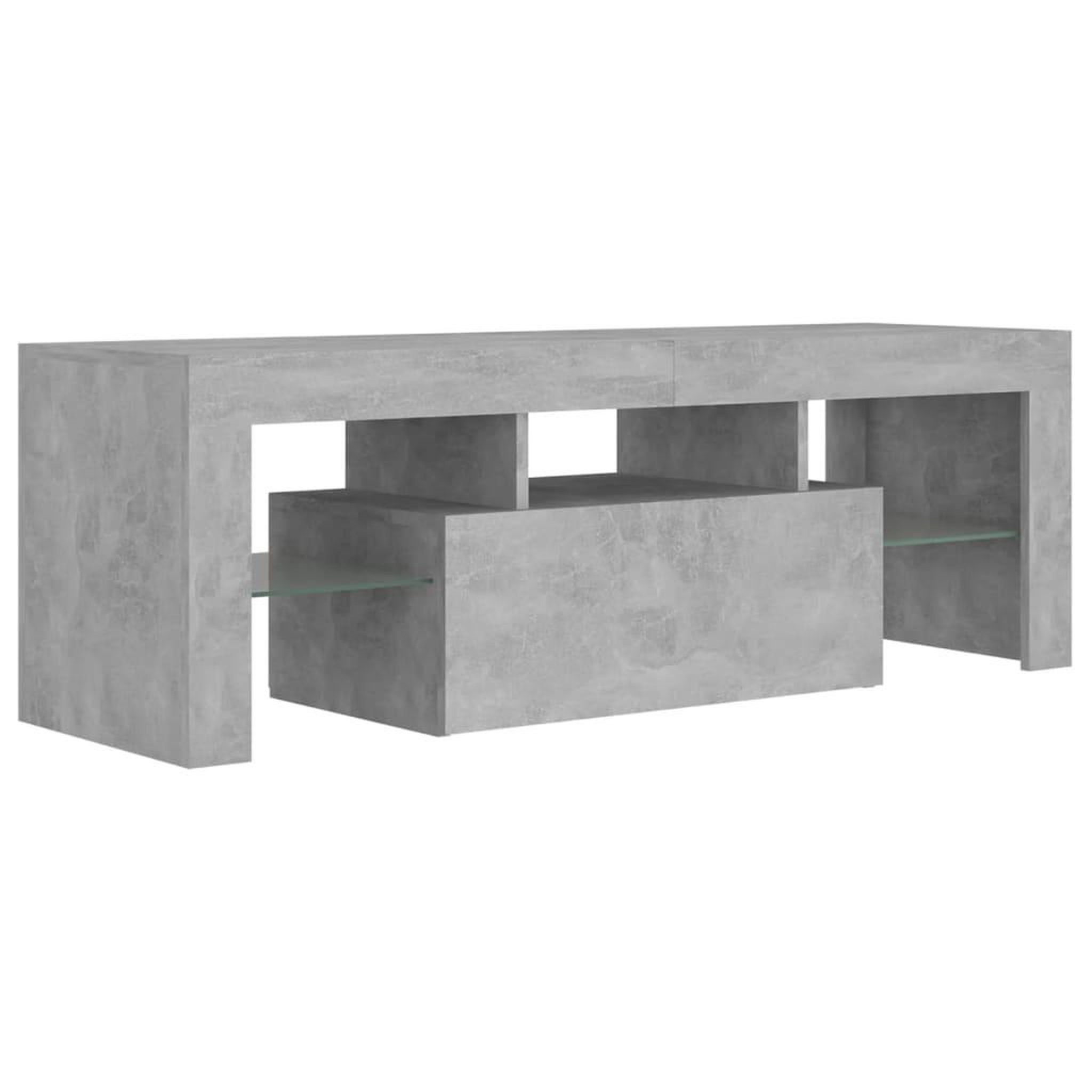 Voir la diapositive 3 : VIDAXL Meuble TV avec lumieres LED gris beton 120x35x40 cm