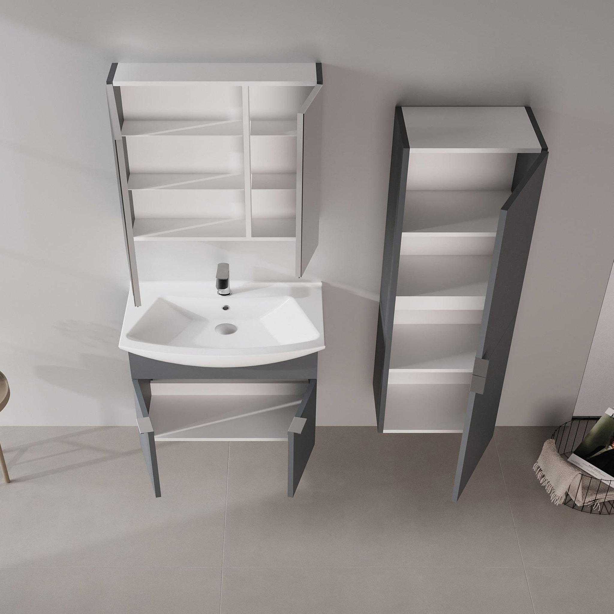 Voir la diapositive 3 : Habitat et Jardin Meuble avec simple vasque et miroir  Purus 65  - 65 x 50 x 58 cm - Matte Anthracite