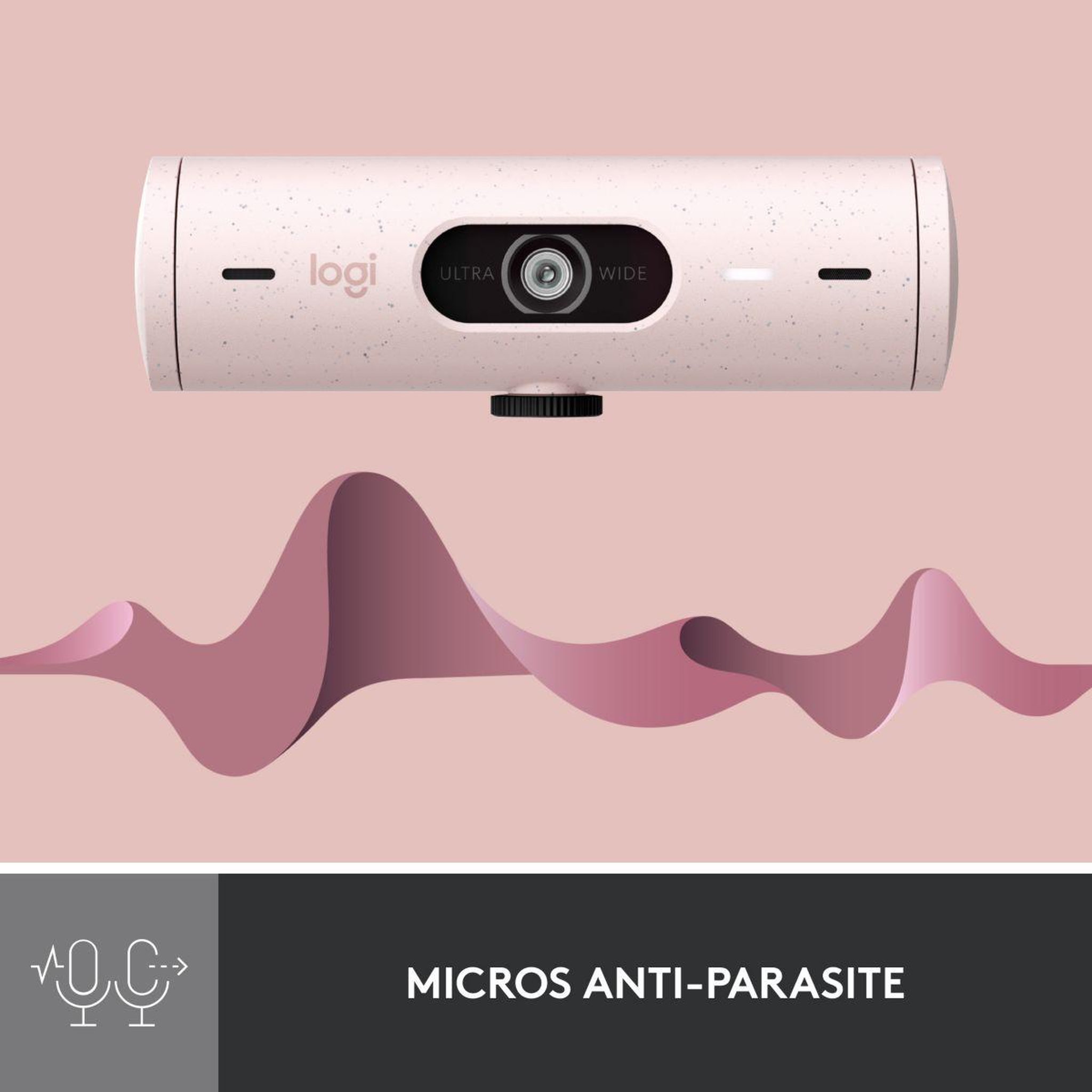 Voir la diapositive 4 : Logitech Webcam Brio 500 HD Rose