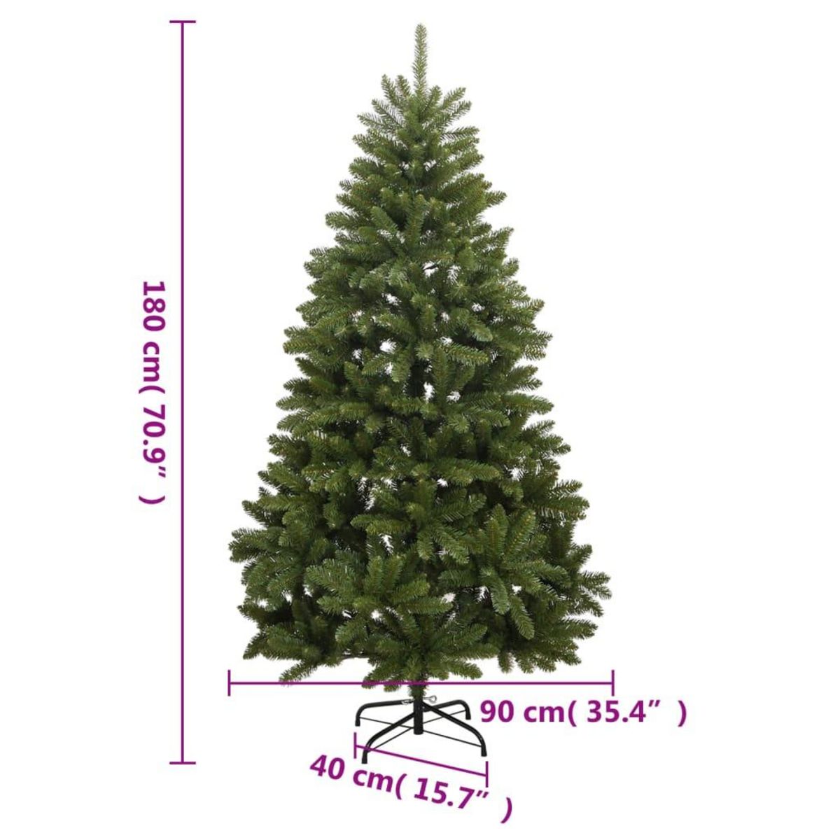 VIDAXL Sapin de Noël artificiel a charnieres avec support vert 180 cm