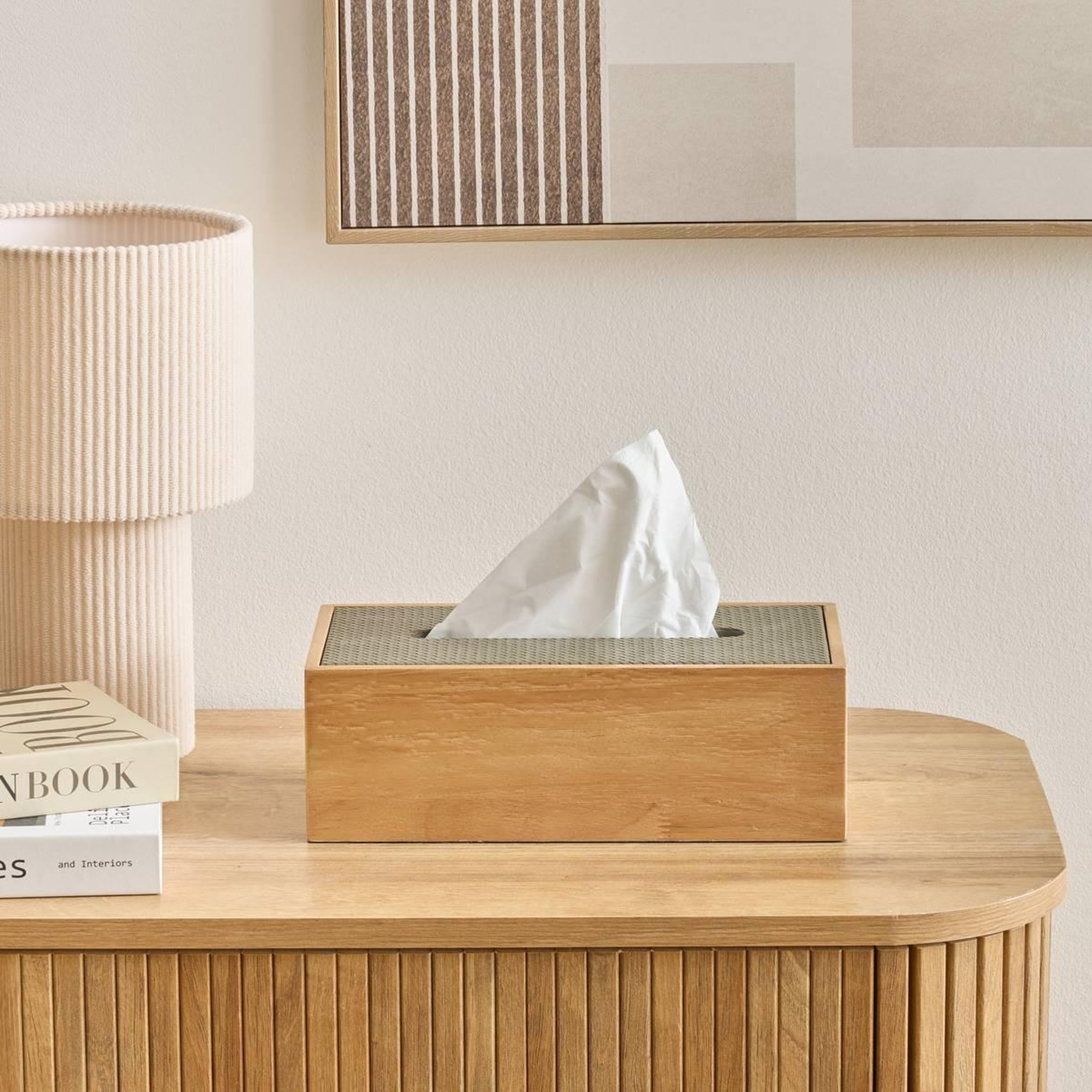 Voir la diapositive 4 : ATMOSPHERA Boîte à mouchoirs en bois  bonie  27cm kaki