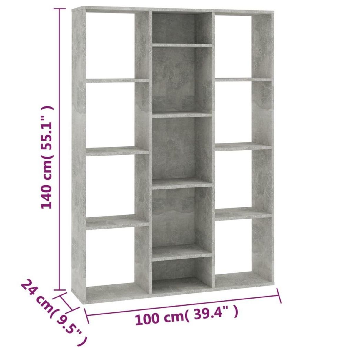 VIDAXL Separateur de piece/Bibliotheque Gris beton Bois d'ingenierie