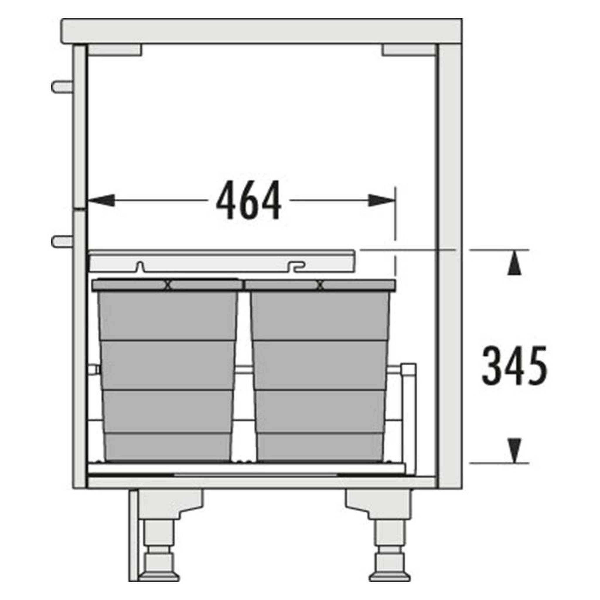Voir la diapositive 4 : HAILO Poubelle de cuisine encastrable as allegro s295 2x18l + 2x8l hailo