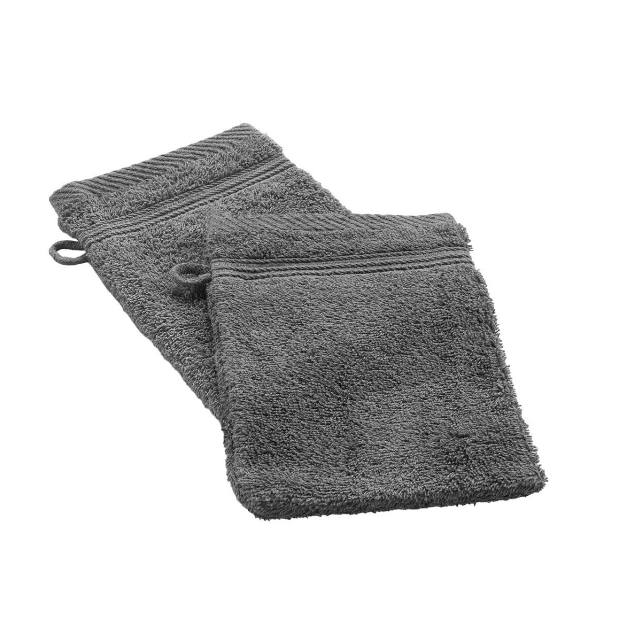 Douceur d'Intérieur Lot de 2 gants de toilette  tendresse  15x21cm anthracite