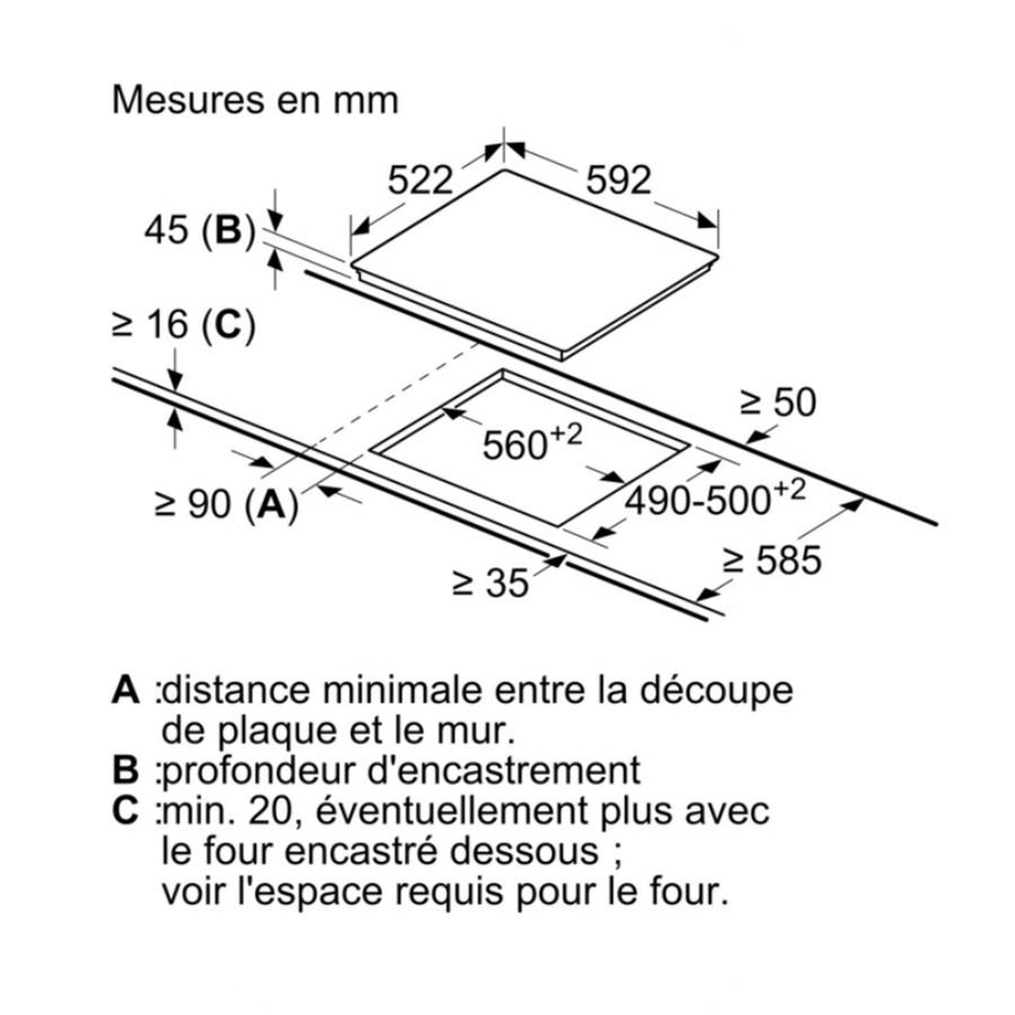 Voir la diapositive 5 : BOSCH Table de cuisson vitrocéramique 60cm 3 feux 5700w noir - PKM63RBB8E