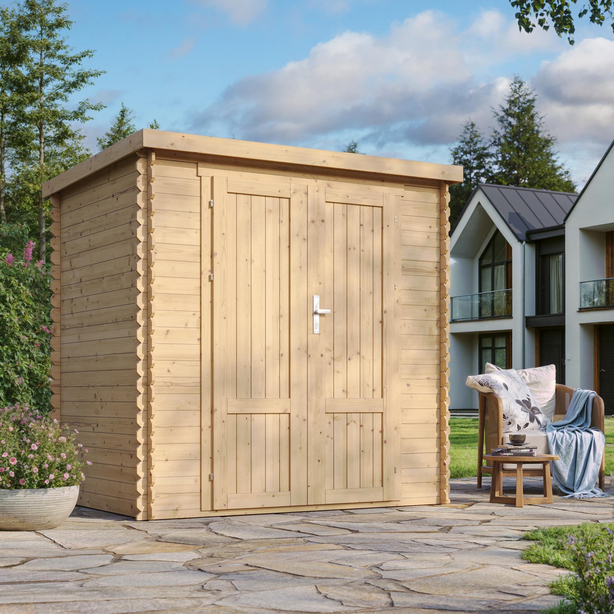 Voir la diapositive 2 : TIMBELA Abri De Jardin En Bois 2,22 m², Cabanon De Jardin Extérieur Pour Outils, Sol Imprégné M311F1+M311G