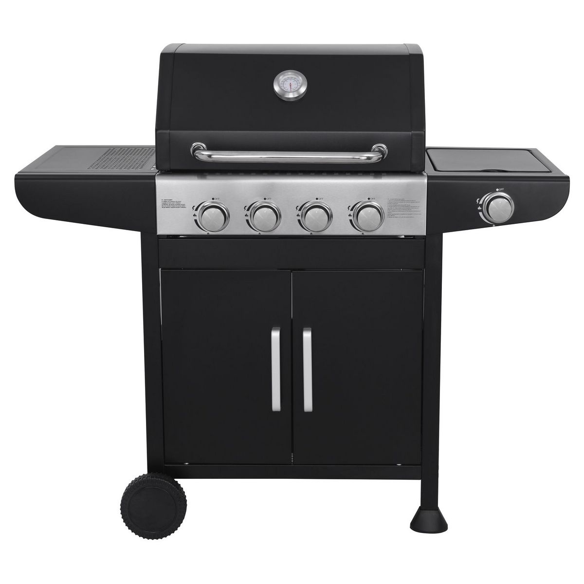 GARDENSTAR Barbecue gaz en acier- 4 brûleurs - 1 côté acier 