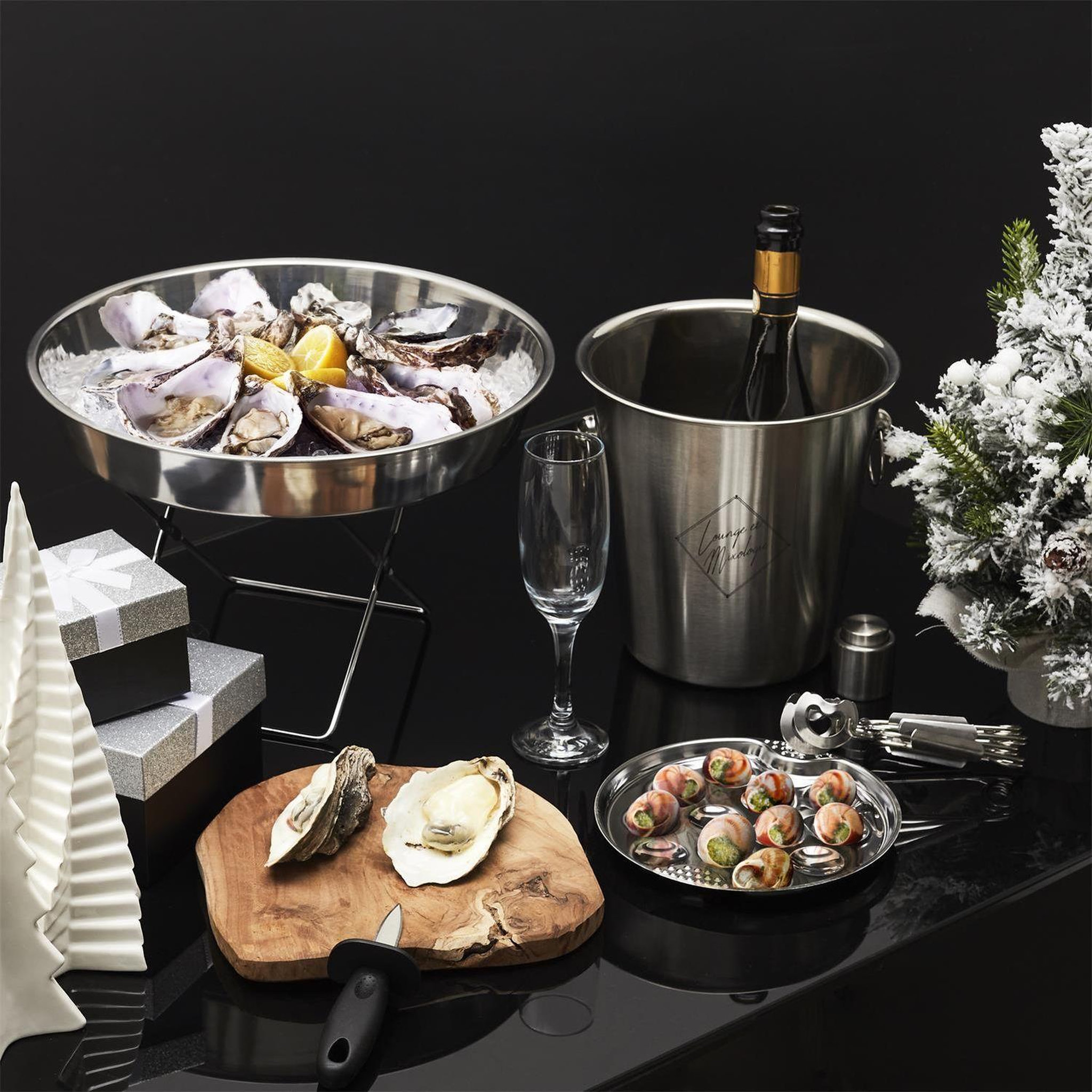 Voir la diapositive 3 : The Home Deco Factory Service à escargots inox pour 4 personnes