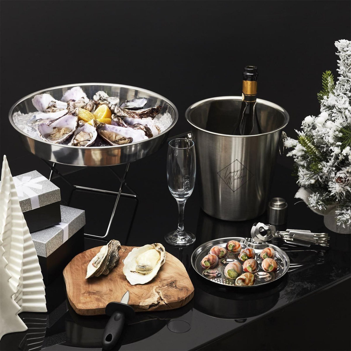 The Home Deco Factory Service à escargots inox pour 4 personnes