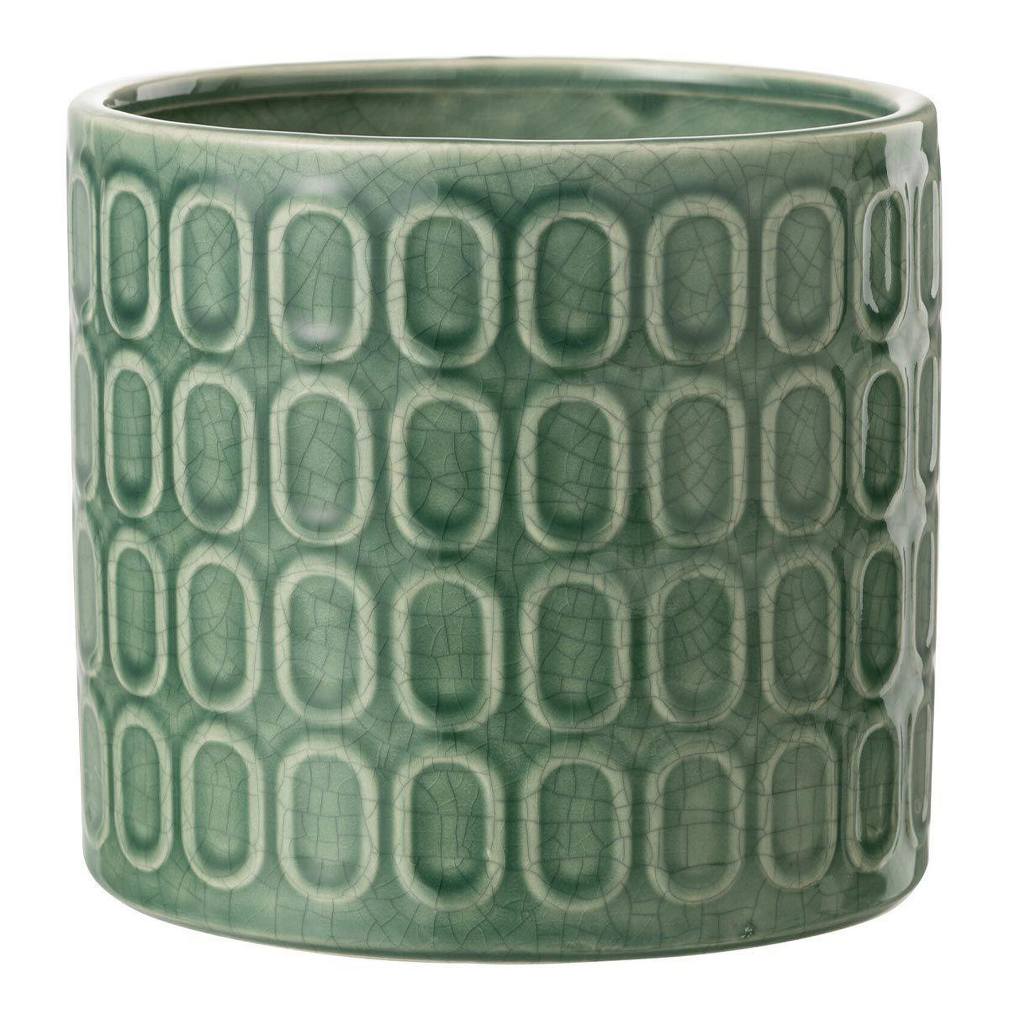 Voir la diapositive 1 : J-LINE Cache-Pot Déco en Céramique  Folny  17cm Vert