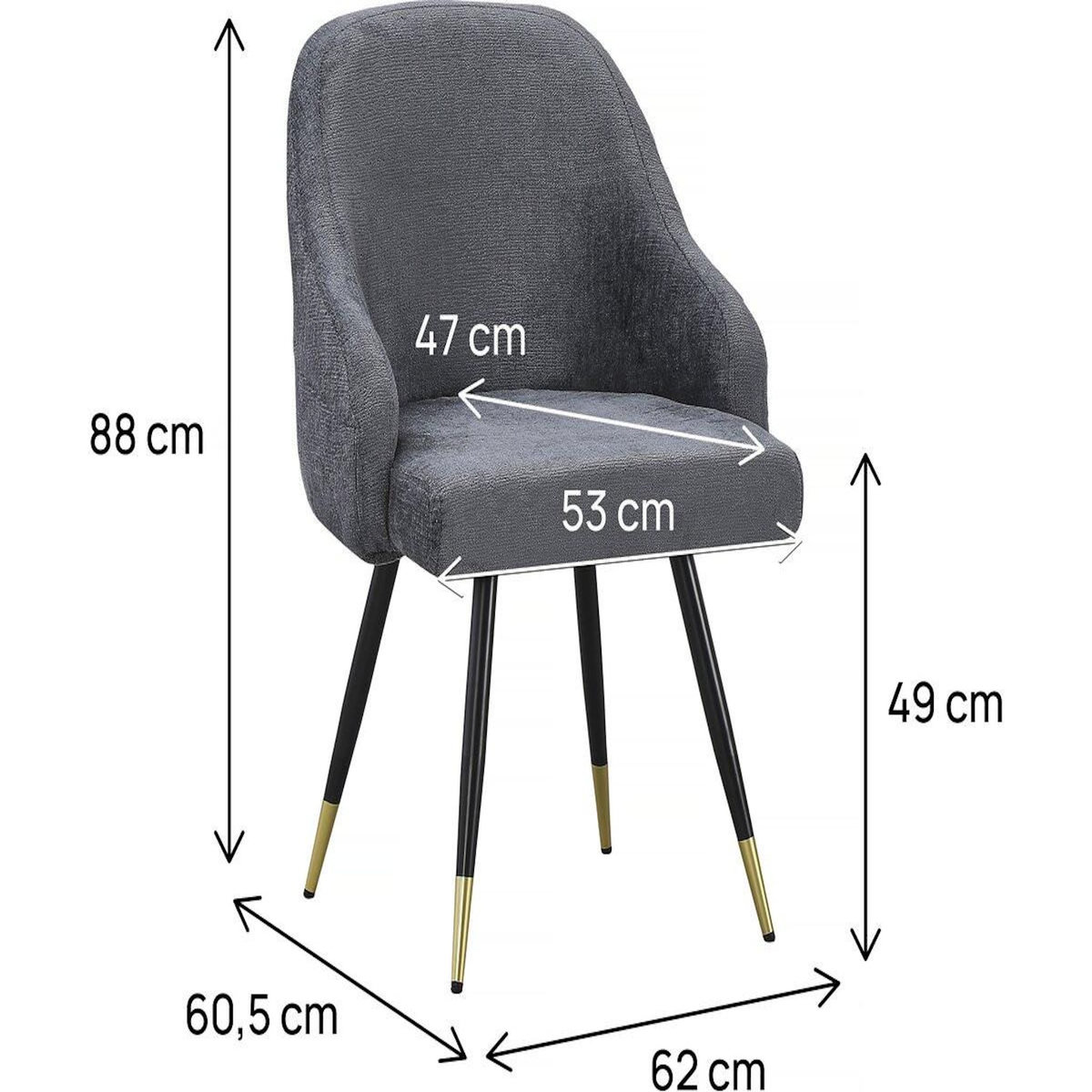 Habitat et Jardin Lot de 2 chaises en tissu  Harmony  - 54 x 57 x 90 cm - Gris