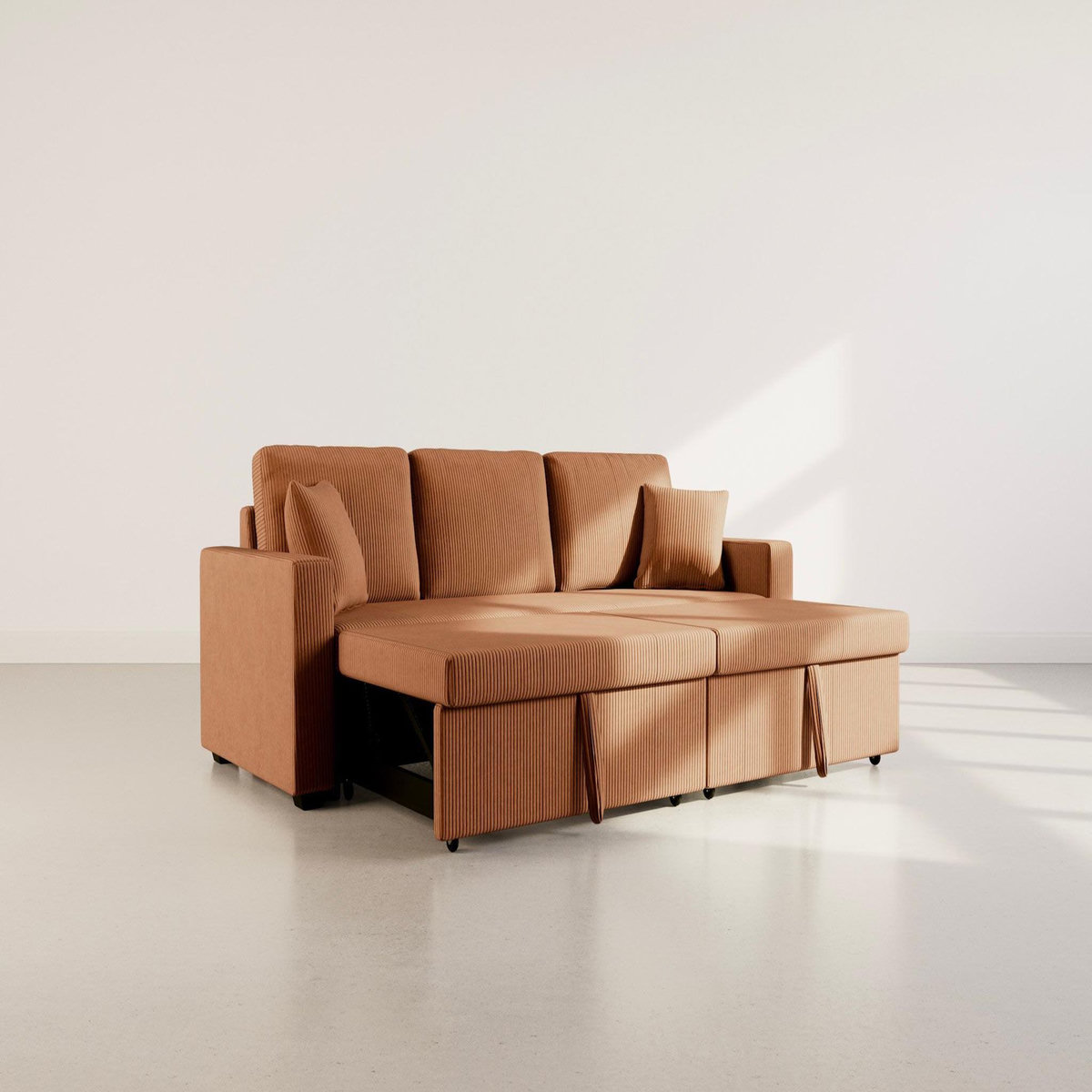BEST MOBILIER Cyrus - canapé droit 3 places convertible en velours côtelé