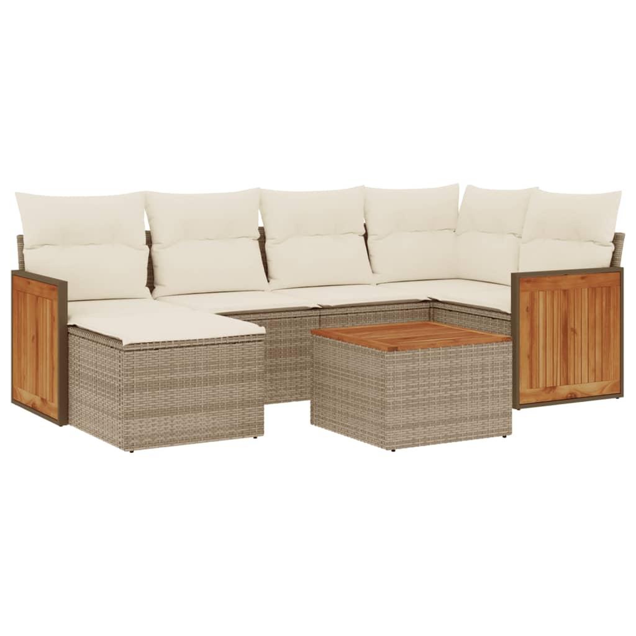 Voir la diapositive 2 : VIDAXL Salon de jardin avec coussins 7 pcs beige resine tressee