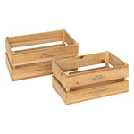 ATMOSPHERA Lot de 2 Cagettes en Bois  Little Cottage  35cm Naturel