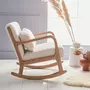 ALICE'S HOME Fauteuil à bascule design en bois et tissu. bouclettes blanches. 1 place. rocking chair scandinave