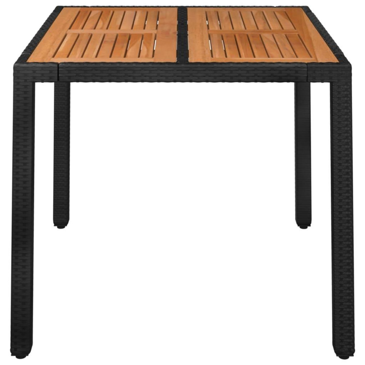 VIDAXL Table de jardin dessus en bois Noir 90x90x75 cm Resine tressee