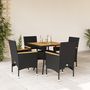 Voir la diapositive 1 : VIDAXL Ensemble a manger de jardin et coussins 5 pcs noir rotin acacia
