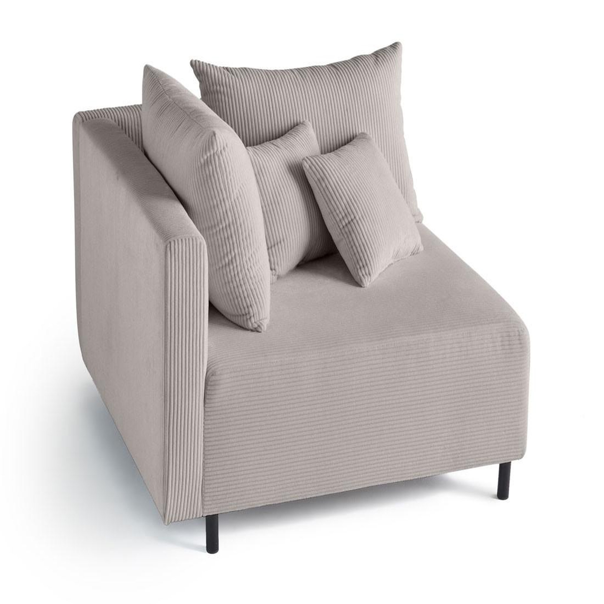 LISA DESIGN Edinburg - module d'assise d'angle gauche - en velours côtelé. Coloris disponibles : Bleu, Gris, Orange, Beige, Jaune, Vert, Noir