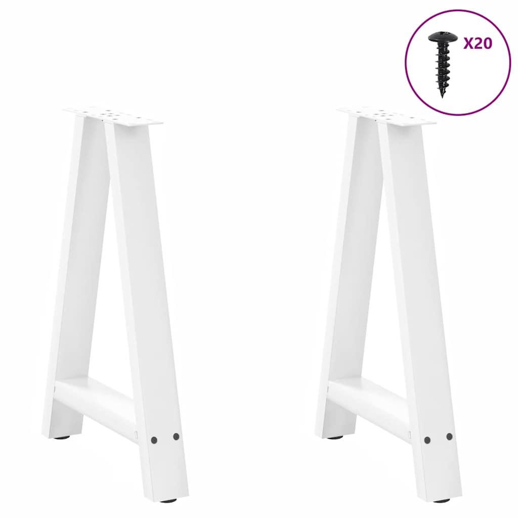 Voir la diapositive 3 : VIDAXL Pieds de table basse forme de A 2 pcs blanc 60x(72-73) cm acier