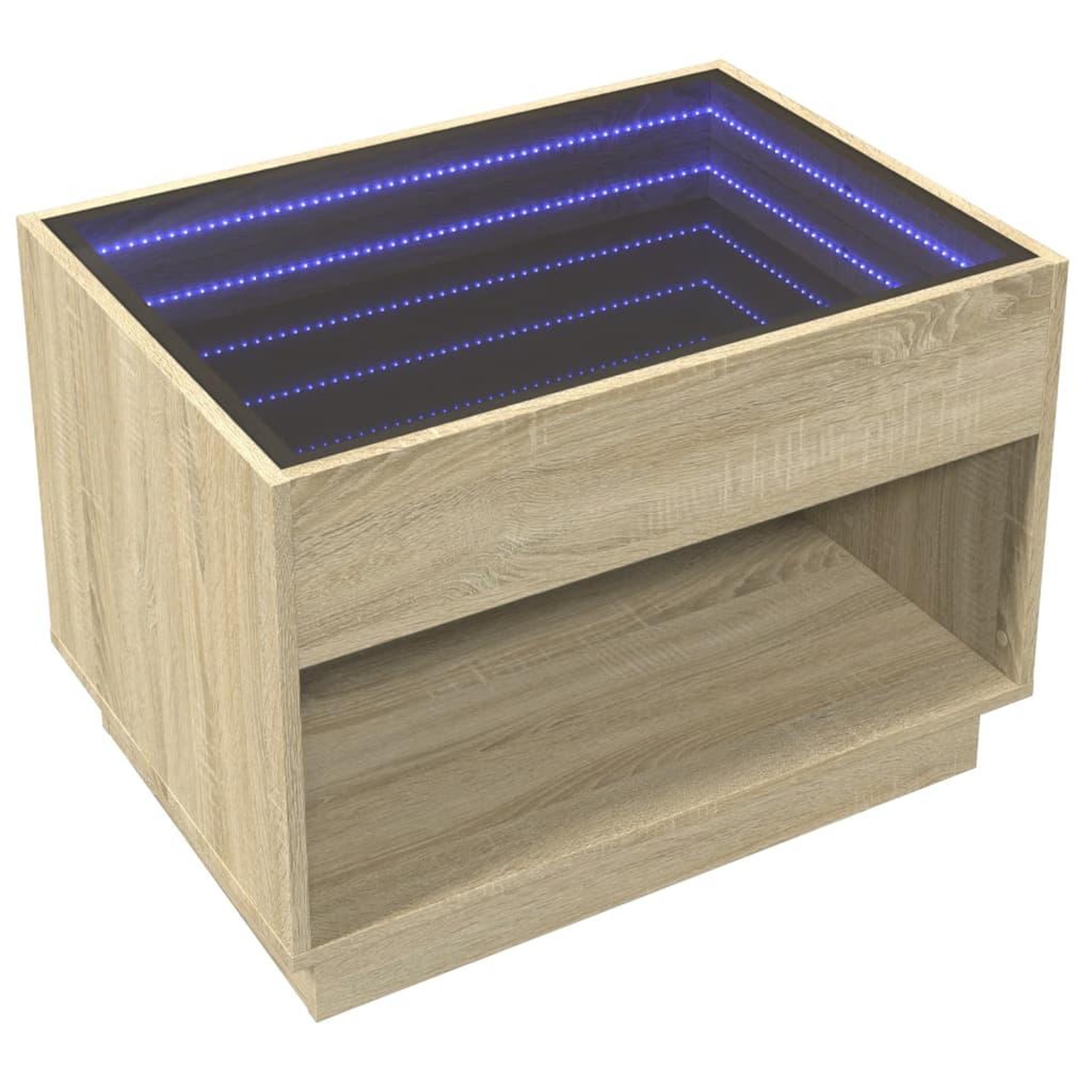 Voir la diapositive 5 : VIDAXL Table basse avec LED infini chene sonoma 70x50x50 cm
