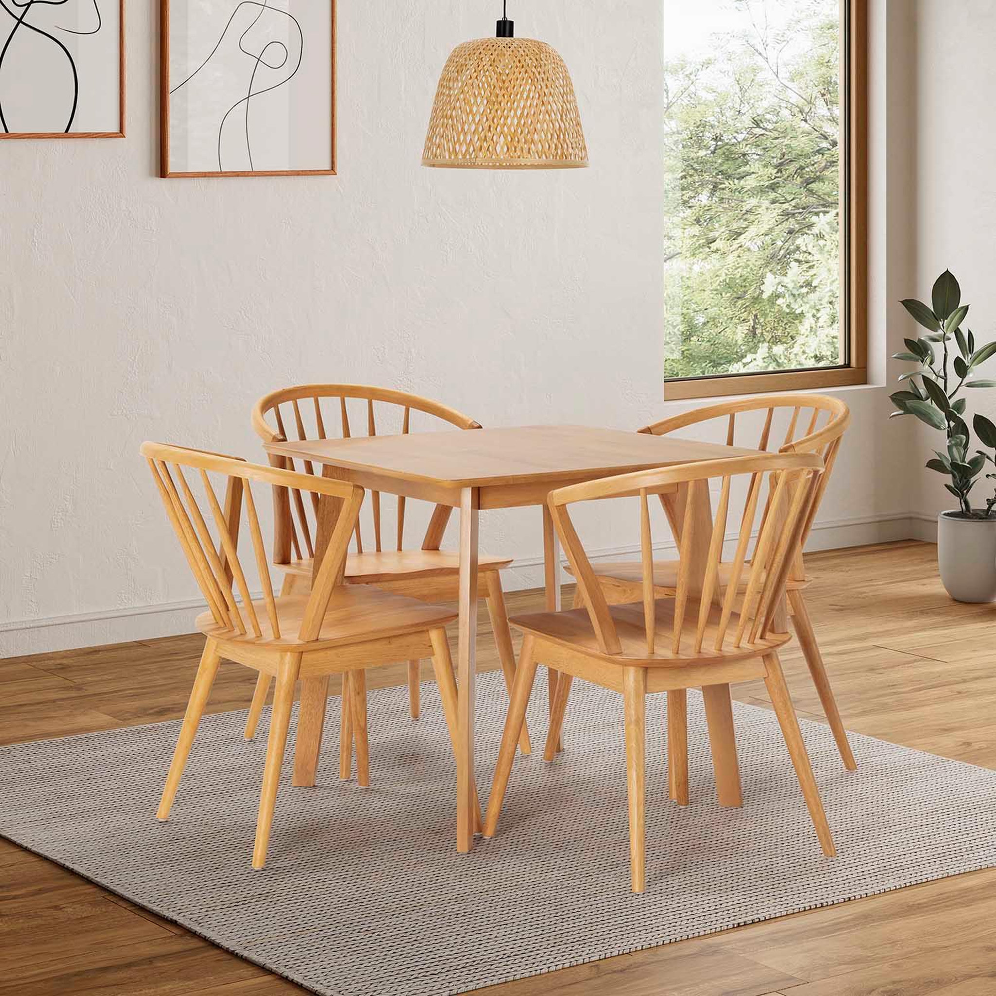 Voir la diapositive 2 : VS VENTA-STOCK Ensemble table 80x80 cm et 4 chaises de salle à manger Mura Chêne