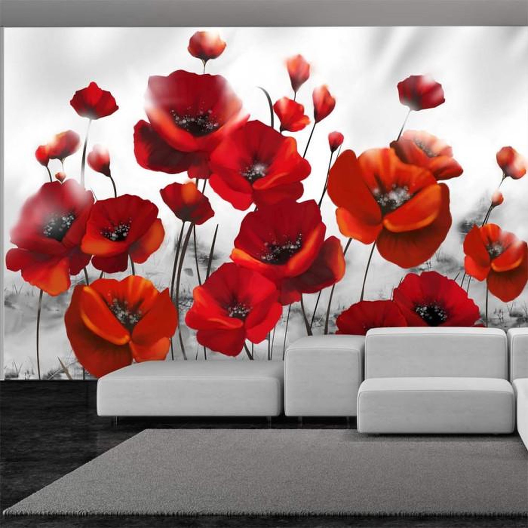 Paris Prix Papier Peint  Coquelicots dans au Clair de Lune. Coloris disponibles : Multicolore