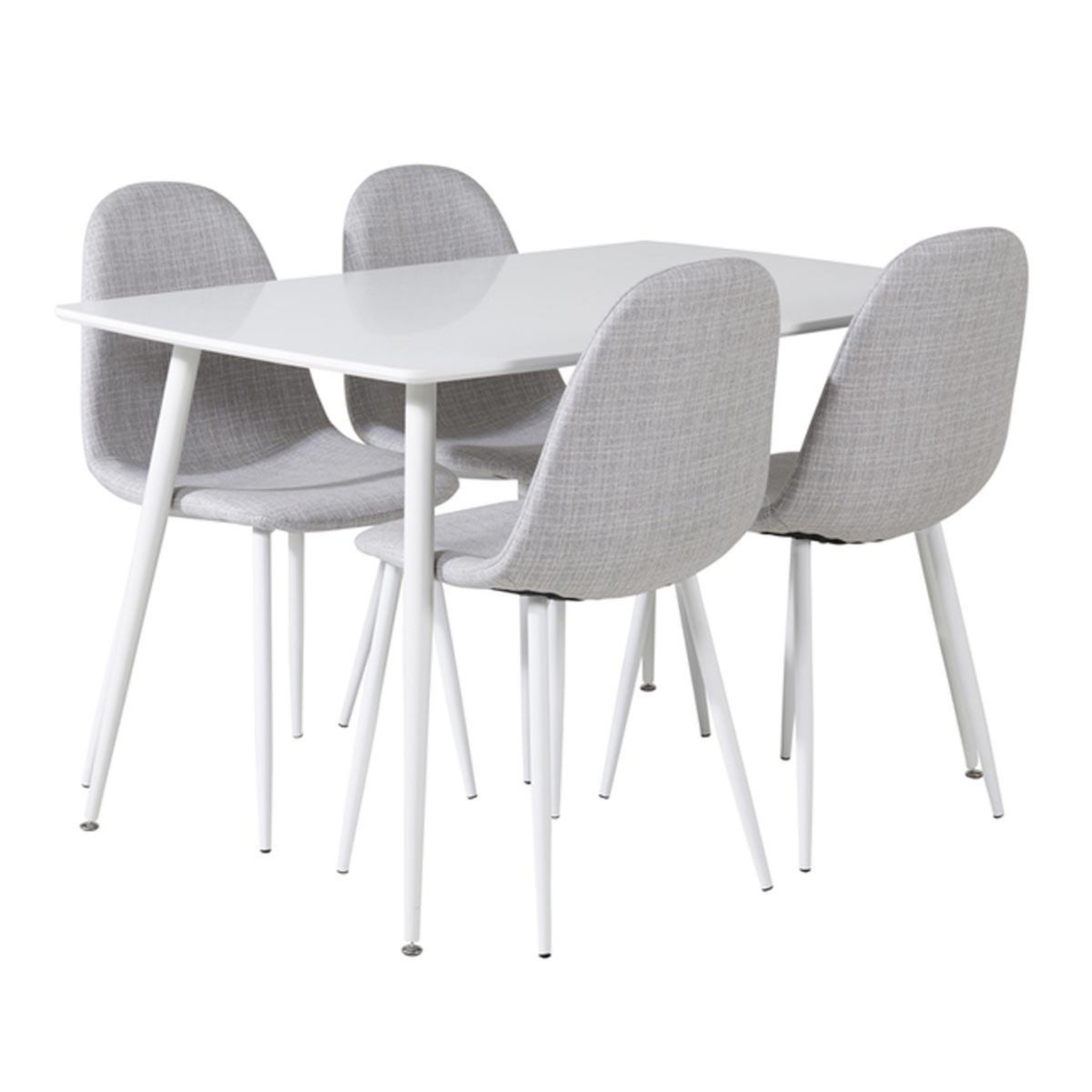 Paris Prix Ensemble table à manger & 4 chaises  polar  120cm blanc & gris