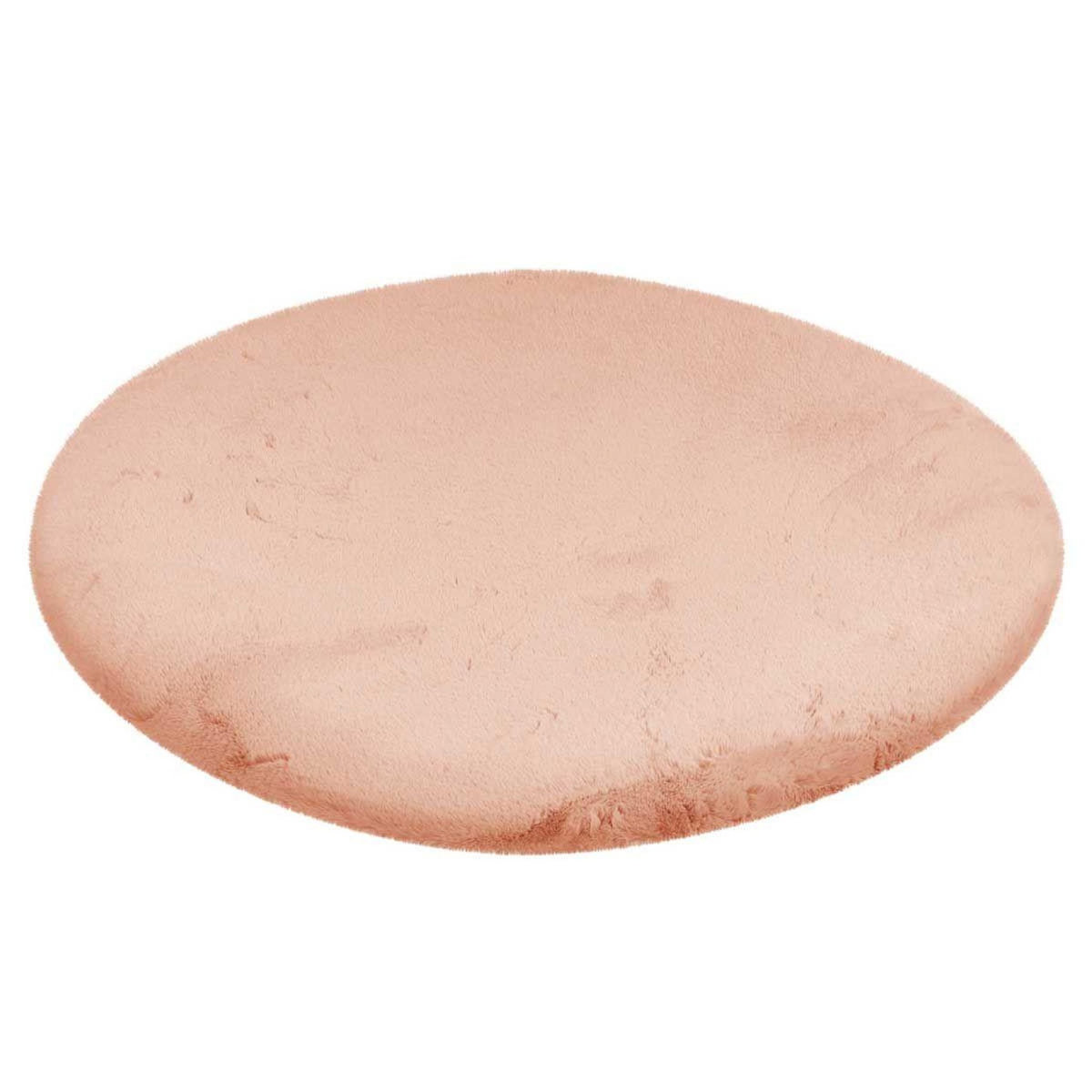 Paris Prix Tapis Uni Rond Doux à Poils Longs  Rabbit  Beige