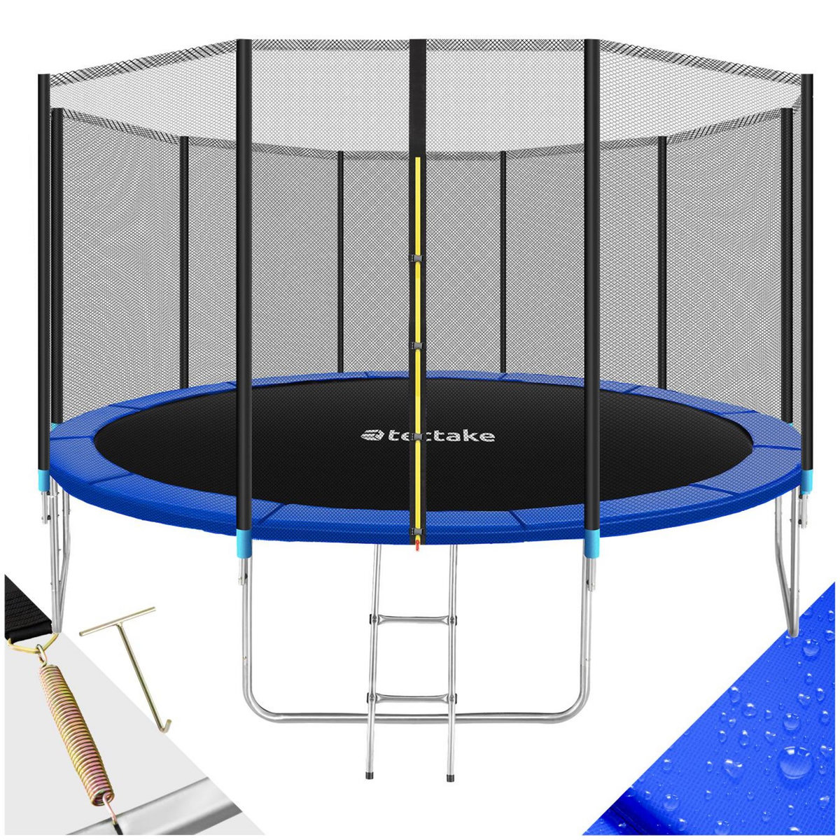 tectake Trampoline modèle B Ø 427 cm, certifié GS pour un maximum de sécurité noir/bleu