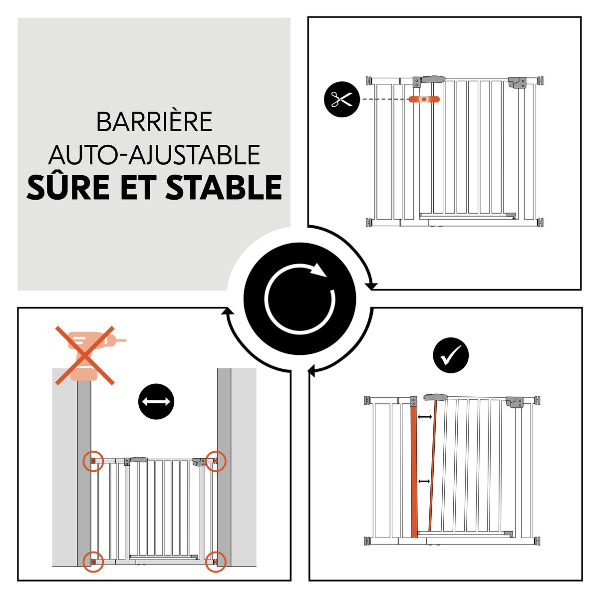 HAUCK Barrière de sécurité Open N Stop? 2 Set +9 cm Blanc