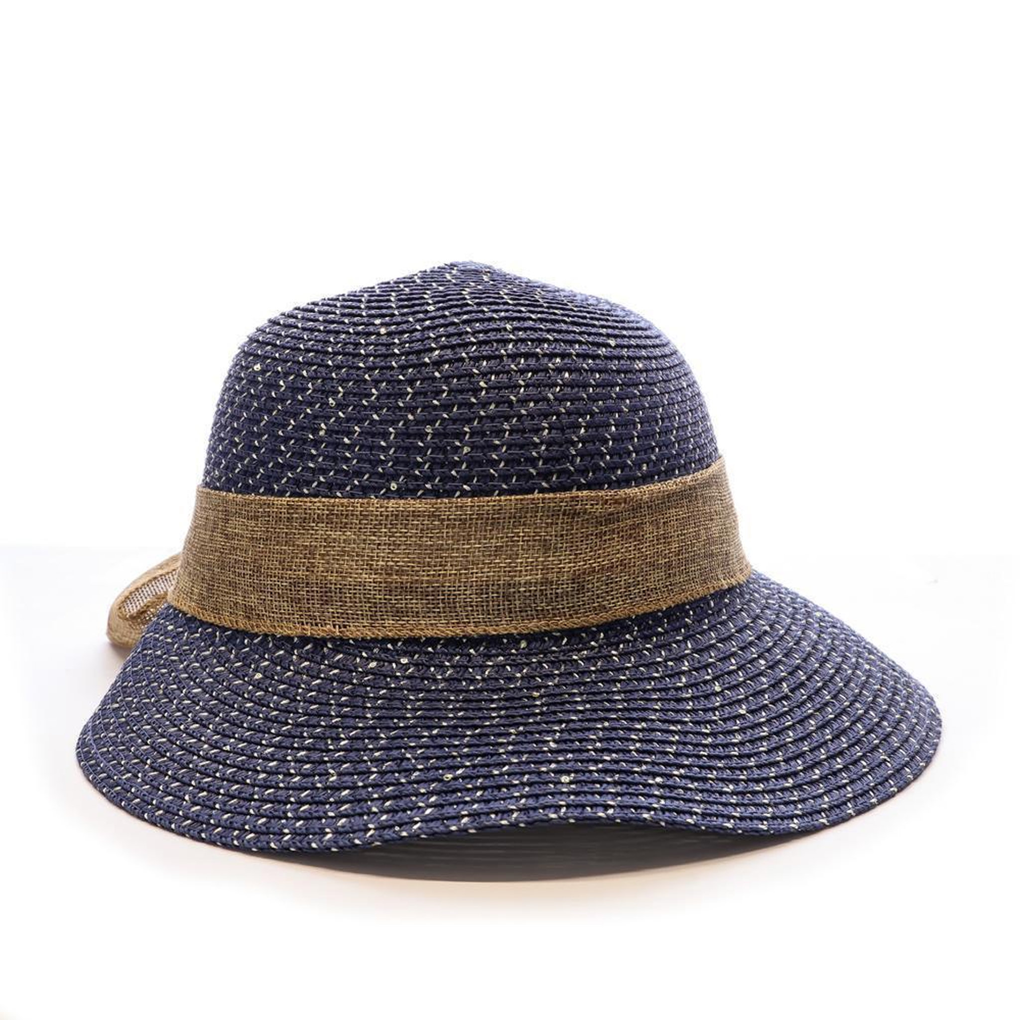 Vero Moda Chapeau de soleil en paille bleu marine via lorenzo pan coupe ocean. Coloris disponibles : Bleu