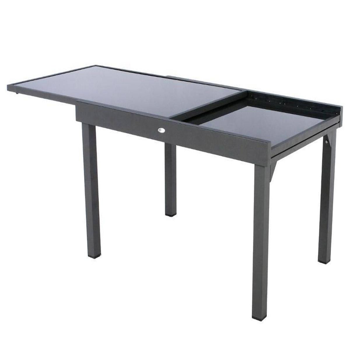 HESPERIDE Table extensible rectangulaire en verre Piazza 6/10 places Gris anthracite - Hespéride