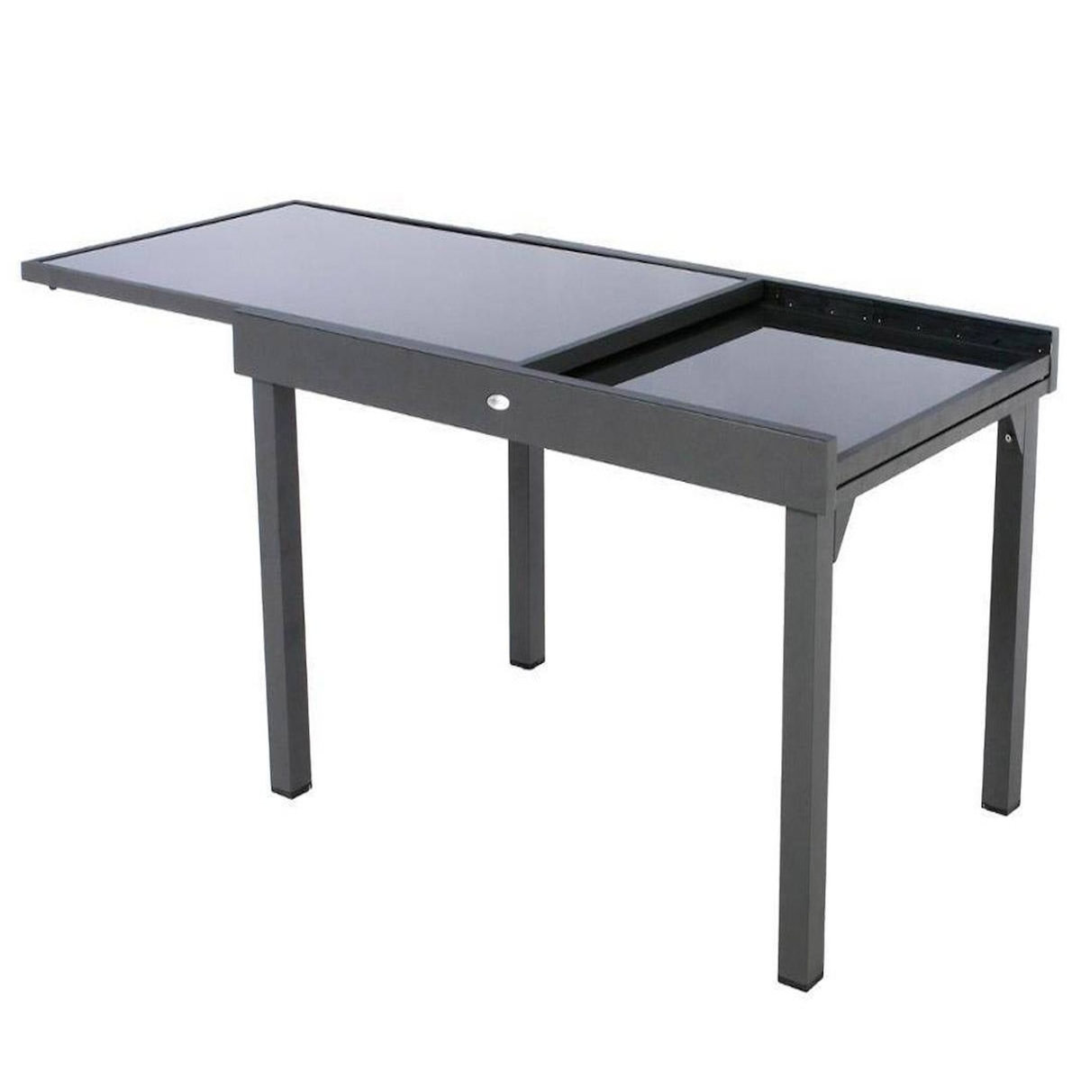 HESPERIDE Table extensible rectangulaire en verre Piazza 6/10 places Gris anthracite - Hespéride