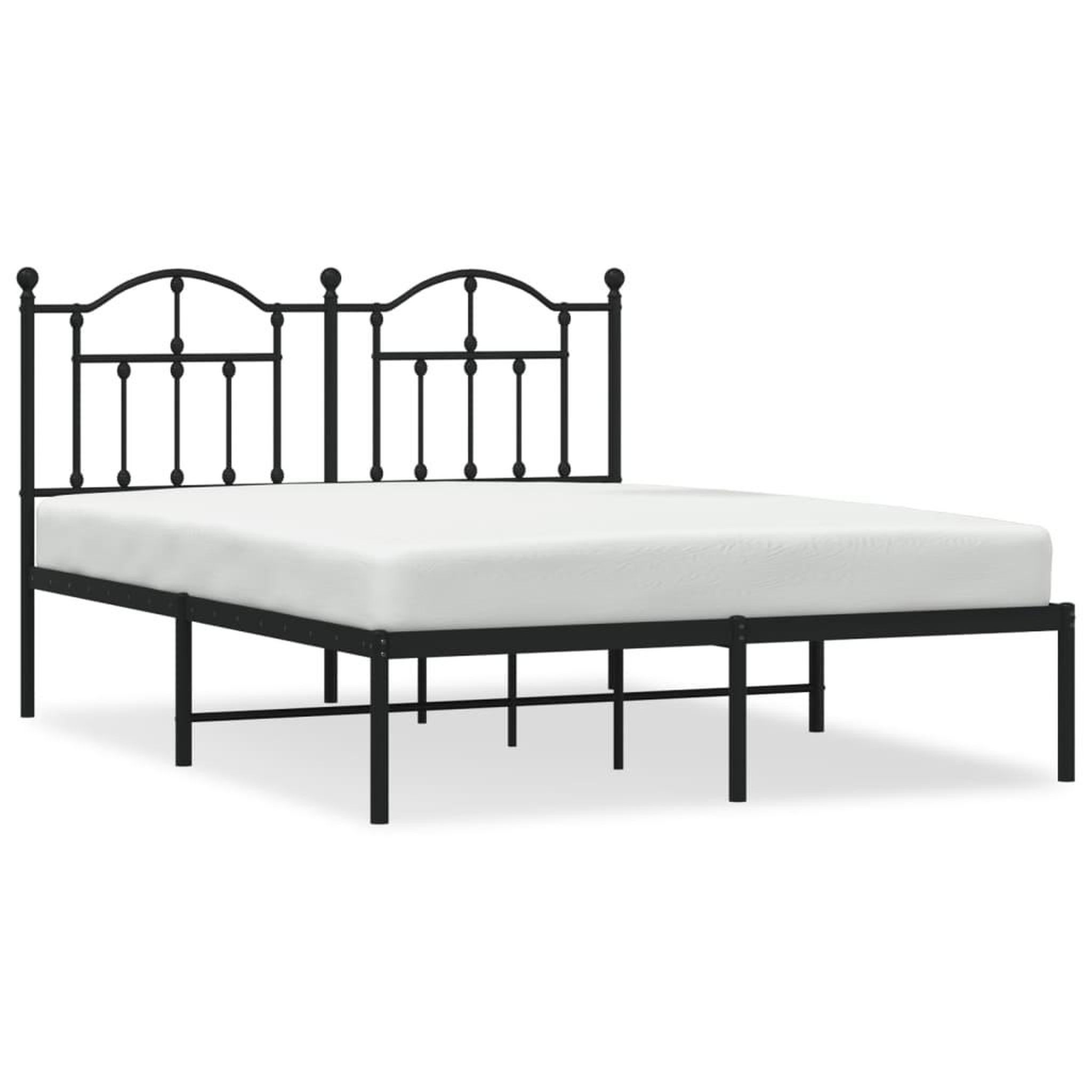 Voir la diapositive 2 : VIDAXL Cadre de lit metal sans matelas avec tete de lit noir 140x200cm