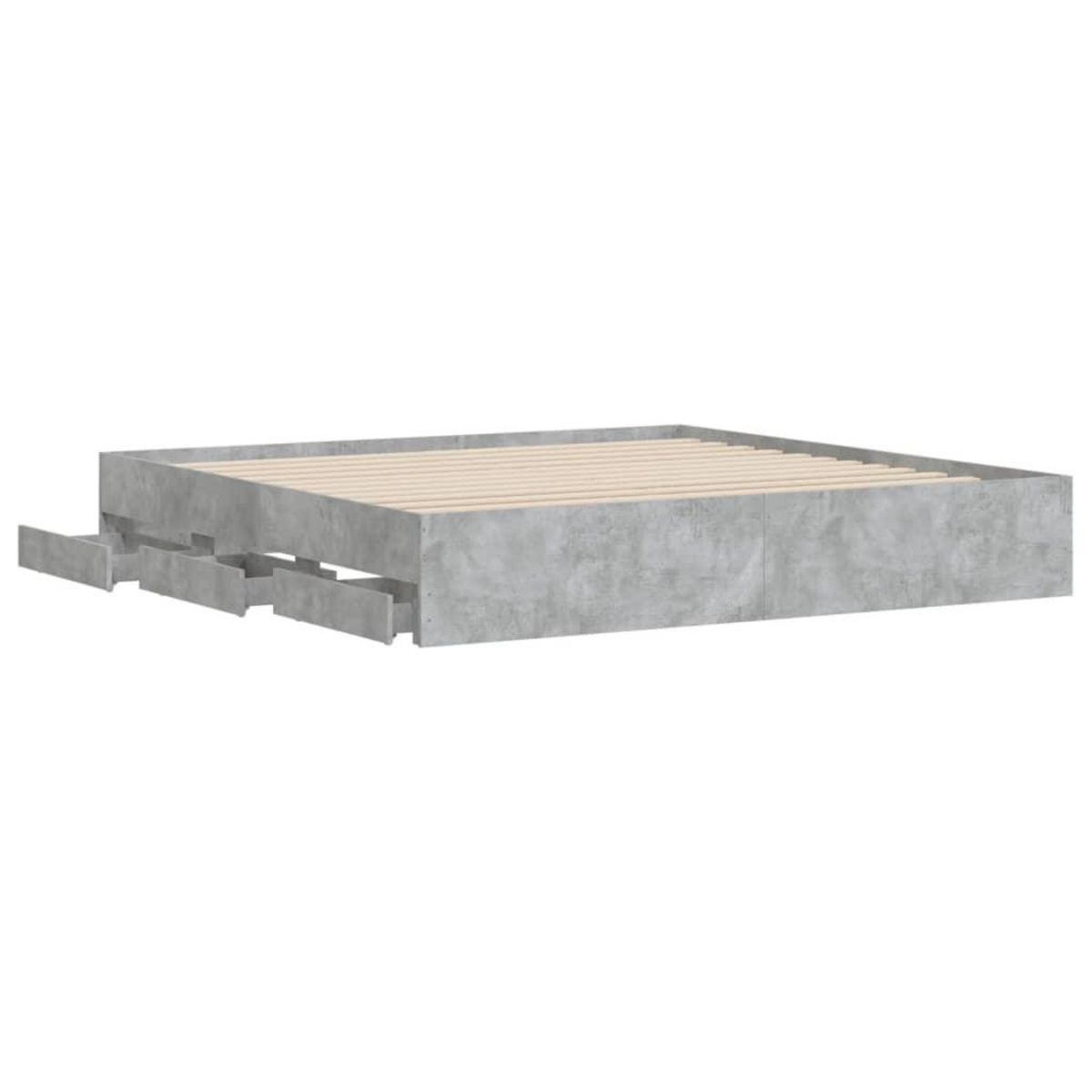VIDAXL Cadre de lit avec tiroirs sans matelas gris beton 200x200 cm
