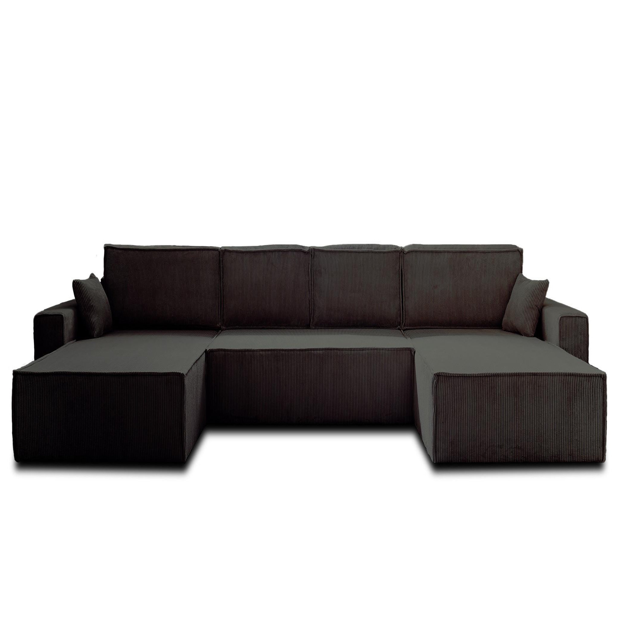 Voir la diapositive 1 : BEST MOBILIER Dellia - canapé panoramique en u - 7 places - convertible - avec coffre - en velours côtelé
